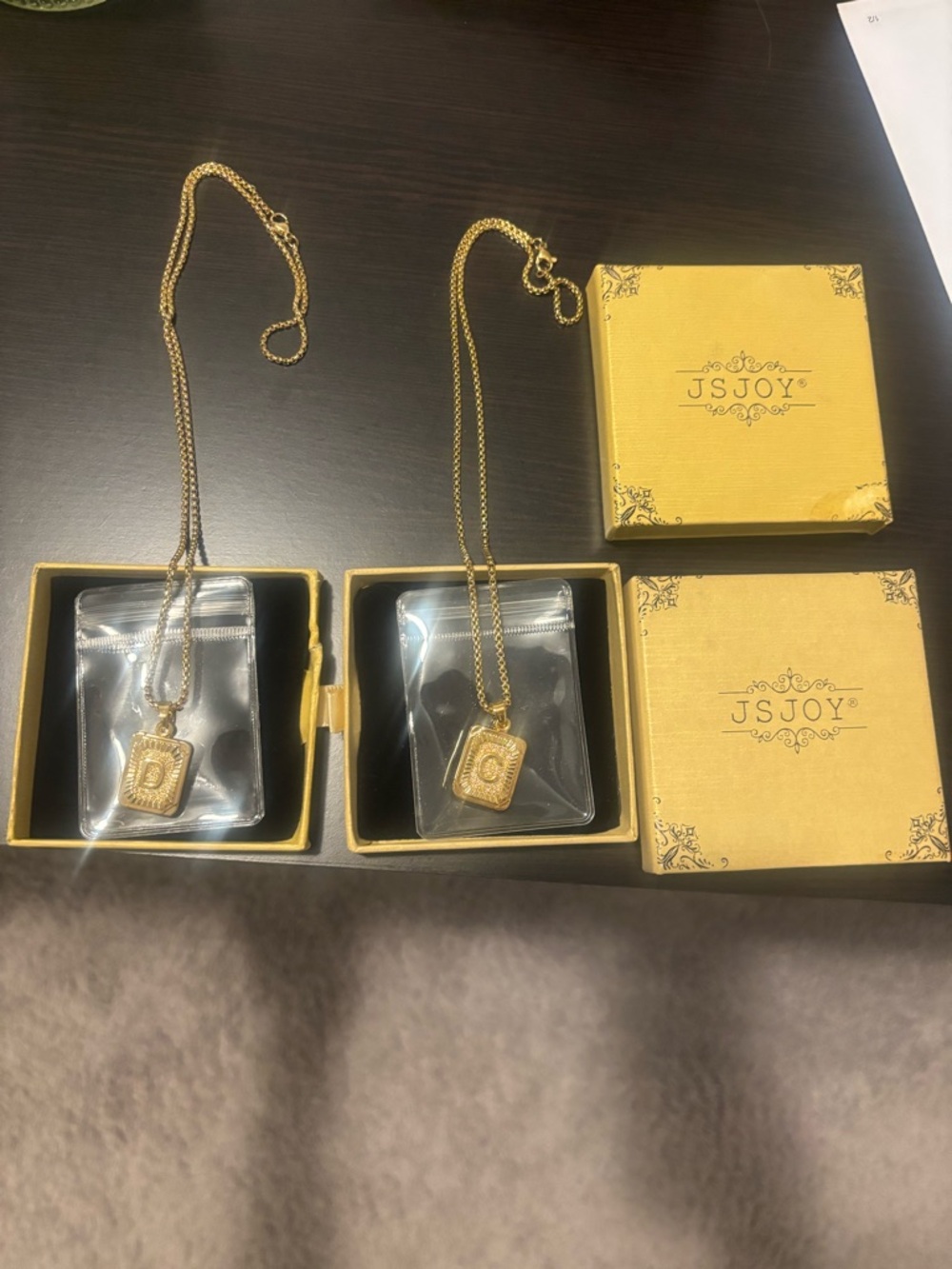 JSJOY Gold Initial Pendant Necklace - D & C